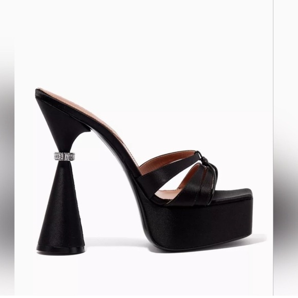 $1195 D'Accori Sienna Satin Platform Mule Size 40.5 - Picture 2 of 10